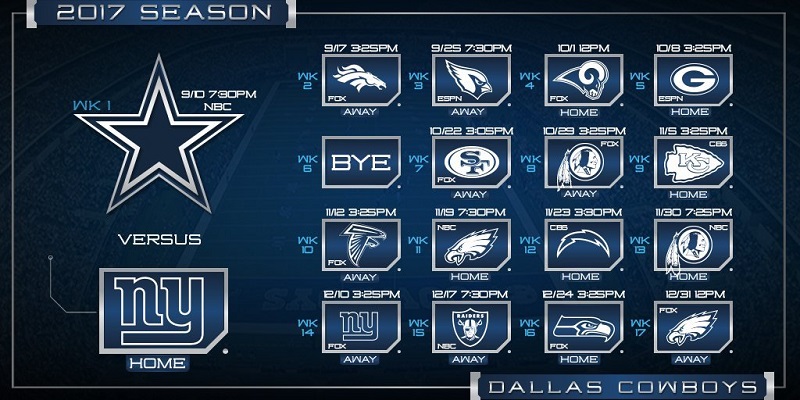 Dallas Cowboys schedule 2017
